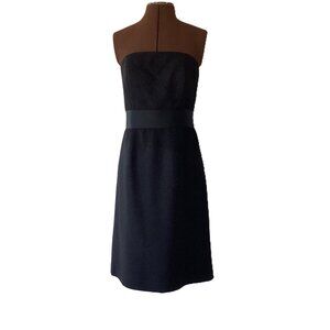 Ann Taylor Black Strapless A-line Dress with Grosgrain Bow Trim
